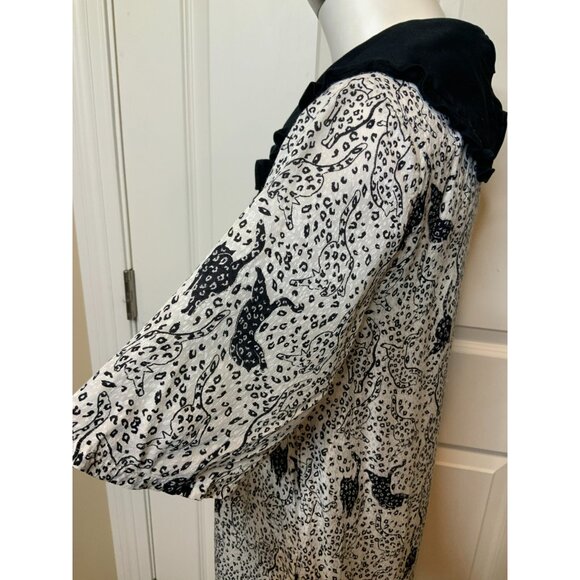 Ted Baker White Black Ruffle Collar Cat Print Oscala Dress, Size 2 TB | 6 US - Picture 6 of 12